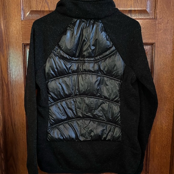 London Fog S Full Zip Black Down Filled LightWeight Coat Puffer Middle Knit Side - Picture 2 of 7